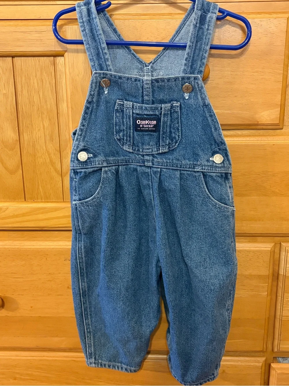 Vintage OshKosh B'Gosh Girls' Denim Overalls w/Pink Details Size 18 Months